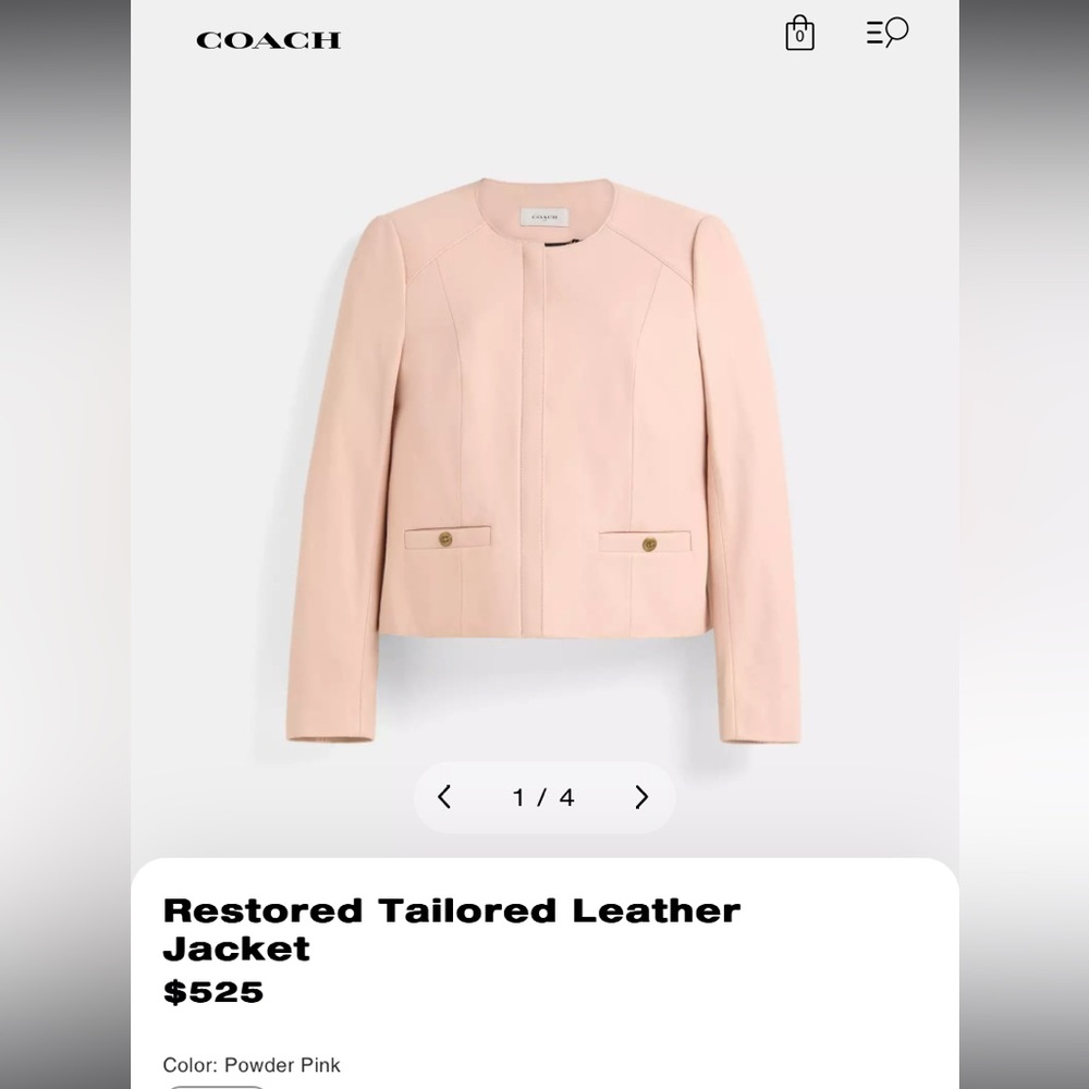 Coach 1941 Collection Blush Pink Leather Jacket - Picture 2 of 15
